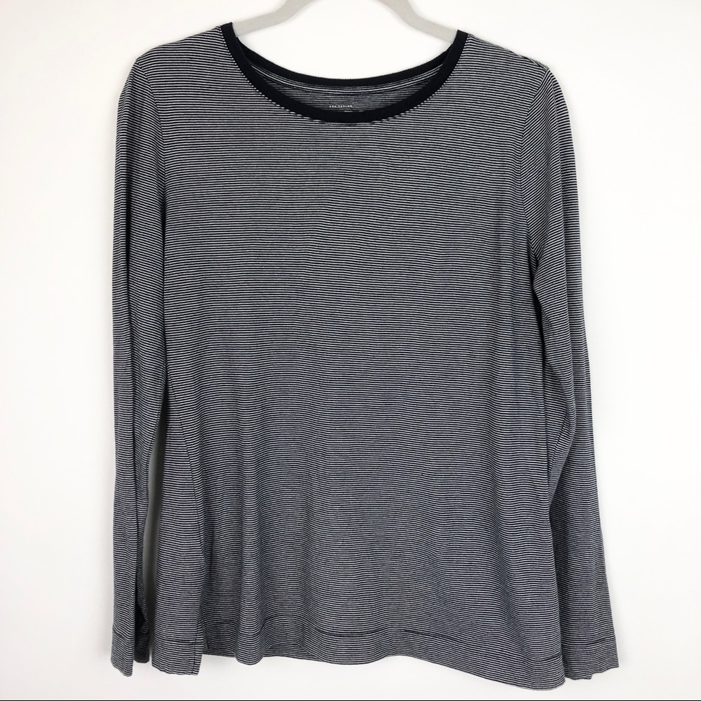 Loft 100% Cotton Long Sleeve Striped Navy & White